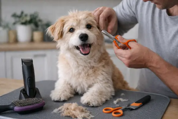 trim dog hair at home safely